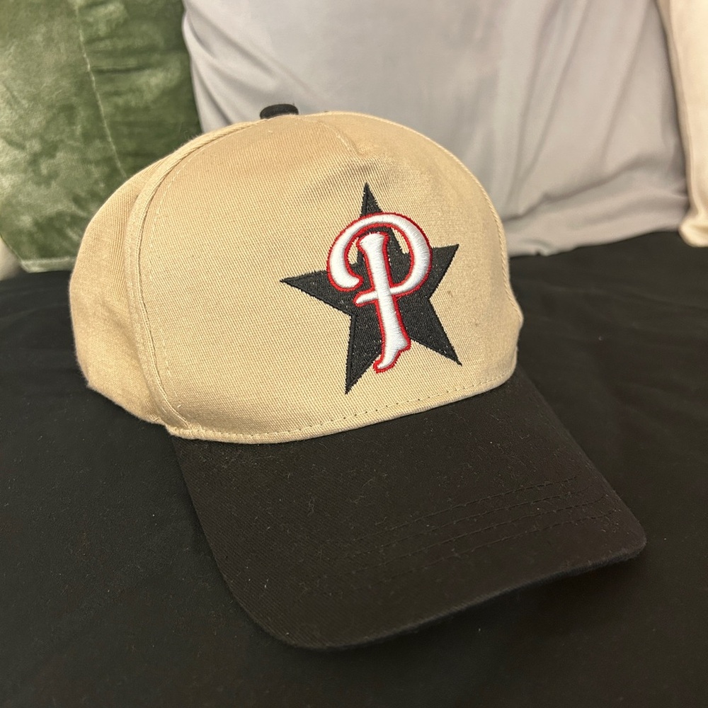 Tan and Black Baseball Cap with Star Logo